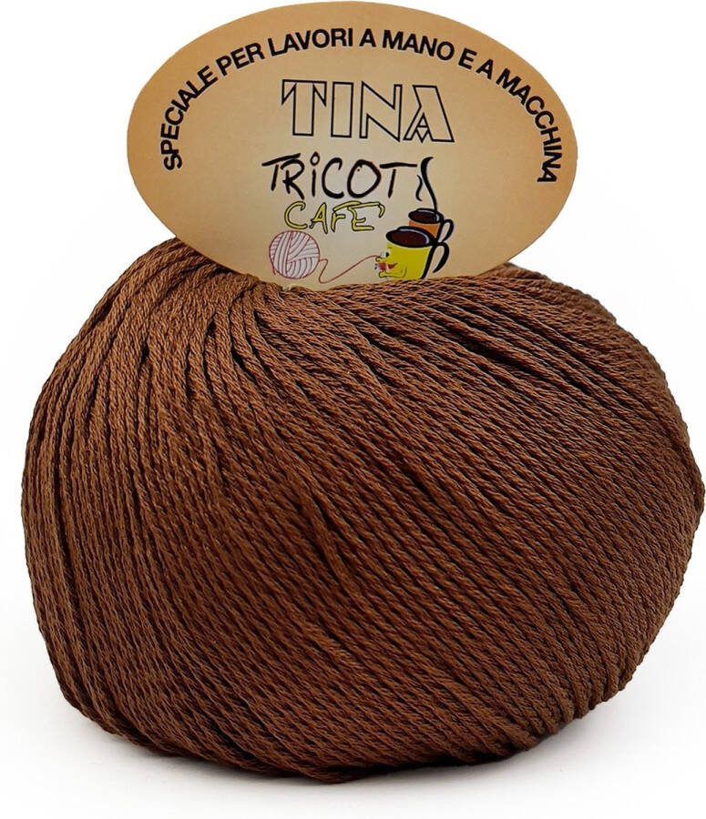 Tricot Cafè Tina Zuiver katoenen garen super gemerceriseerd anti-pilling in glanzende kleur voor haaknaalden: 4.50 5.00 Bruin 7 1 stuk 100 g
