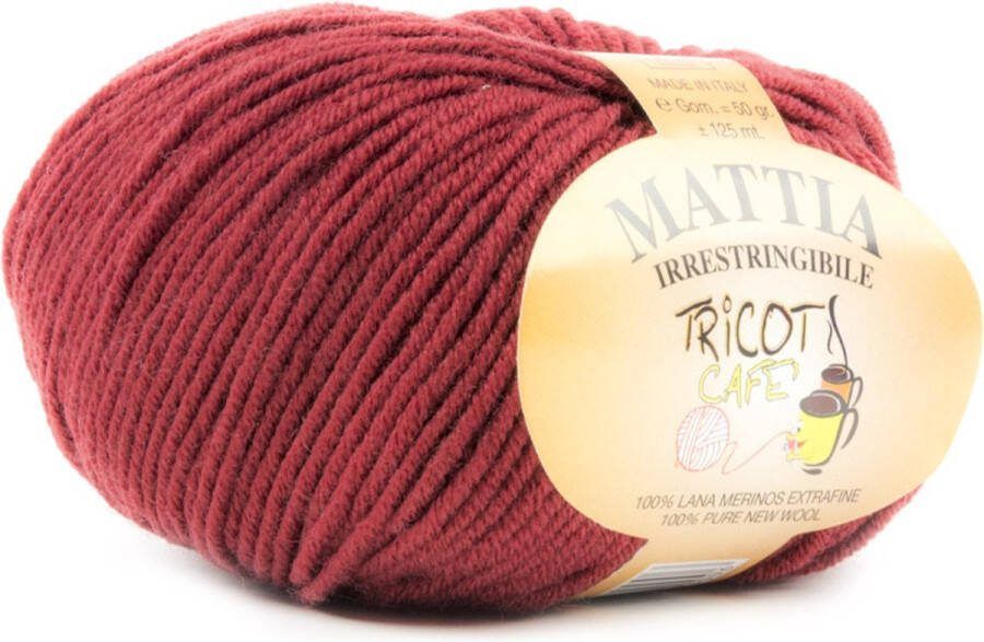 Tricot Cafè Tricot Café Mattia zachte bol garen Pure Merino Extra fijn garen Ideaal voor pasgeborenen Breiwol: 3 50 4 00 50 gr Bordeaux 14