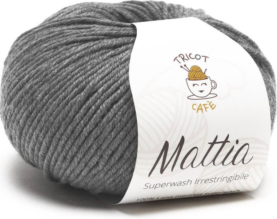 Tricot Cafè Tricot Café Mattia zachte bol garen Pure Merino Extra fijn garen Ideaal voor pasgeborenen Breiwol: 3 50 4 00 50 gr Donkergrijs 32