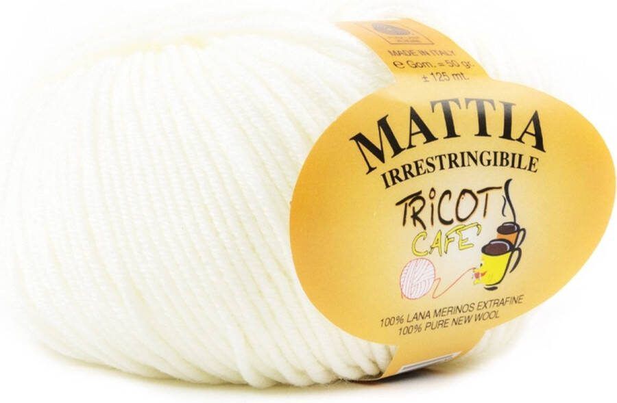 Tricot Cafè Tricot Café Mattia zachte bol garen Pure Merino Extra fijn garen Ideaal voor pasgeborenen Breiwol: 3 50 4 00 50 gr Wit 1