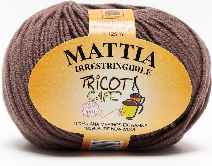 Tricot Cafè Tricot Café Mattia zachte bol garen Zuiver Merino Extra fijn garen Ideaal voor pasgeborenen Breiwol: 3 50 4 00 50 gr Bruin 685