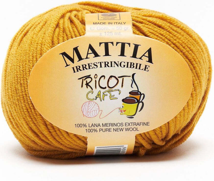 Tricot Cafè Tricot Café Mattia zachte bol garen Zuiver Merino Extra fijn garen Ideaal voor pasgeborenen Breiwol: 3 50 4 00 50 gr mosterd 2067