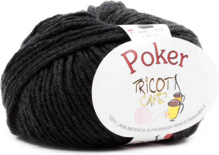 Tricot Cafè Tricot Café Poker pure merino wol garen ideaal voor handwerk haakwol zeer zacht hoge kwaliteit niet krimpend bolletje voor naald haaknaald:4.50 5.50 50gr antraciet grijs 8