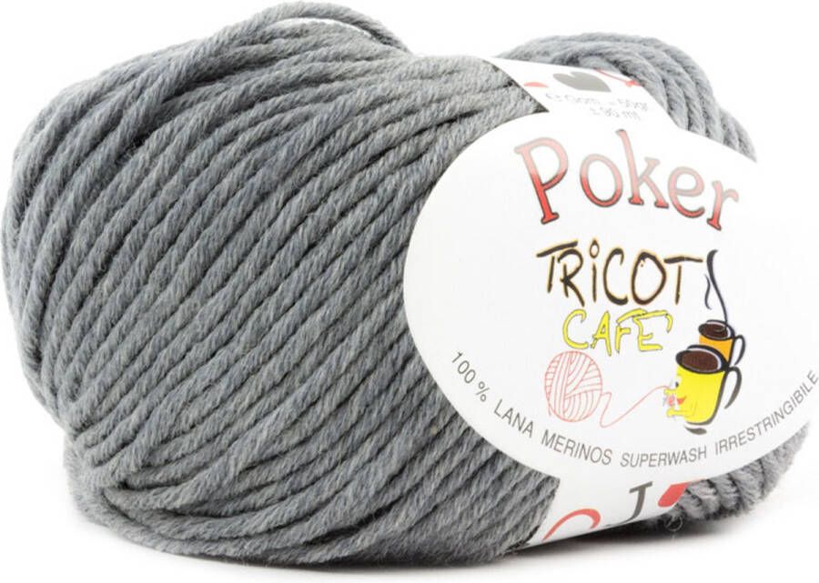 Tricot Cafè Tricot Café Poker pure merino wol garen ideaal voor handwerken haakwol zeer zacht hoge kwaliteit niet krimpende bal voor naald haaknaalden:4 50 5 50 50gr medium grijs 7
