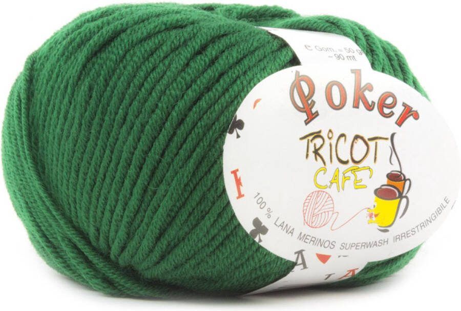 Tricot Cafè Tricot Café Poker pure merino wol garen ideaal voor handwerken haakwol zeer zacht hoge kwaliteit niet krimpende strengen voor naalden haaknaalden:4 50 5 50 50gr gif groen19