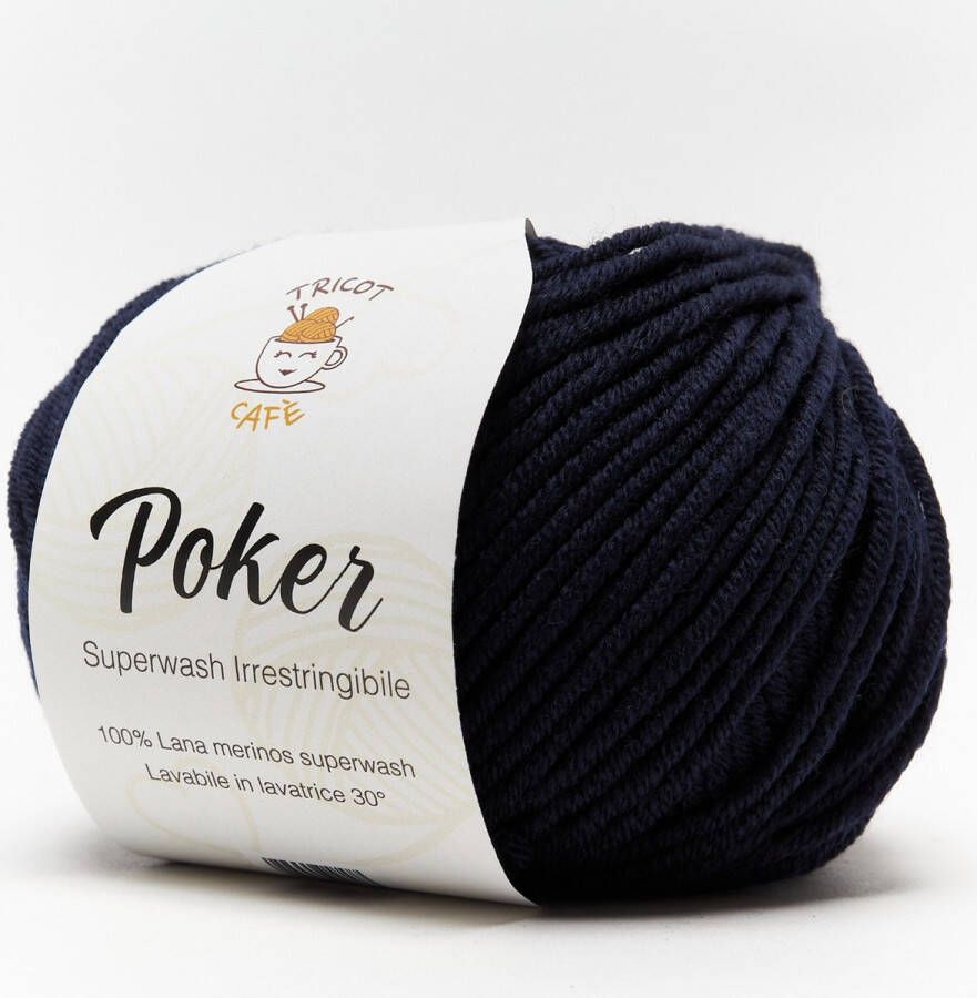 Tricot Cafè Tricot Café Poker pure merino wol garen ideaal voor handwerken haakwol zeer zacht hoge kwaliteit niet krimpende strengen voor naalden haaknaalden:4 50 5 50 50gr midnight blue 409 26