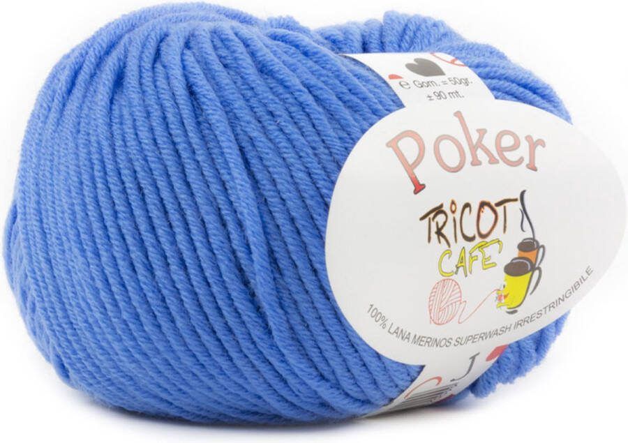 Tricot Cafè Tricot Café Poker pure merino wol garen ideaal voor handwerken haakwol zeer zacht hoge kwaliteit niet krimpende strengen voor naalden haaknaalden:4 50 5 50 50gr hemelsblauw 24
