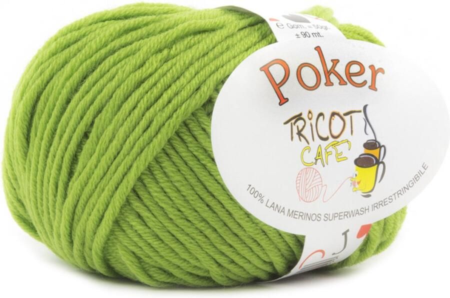 Tricot Cafè Tricot Café Poker pure merino wol garen ideaal voor handwerken haakwol zeer zacht hoge kwaliteit niet krimpend bolletje voor naald haaknaalden:4.50 5.50 50gr Acid green 21