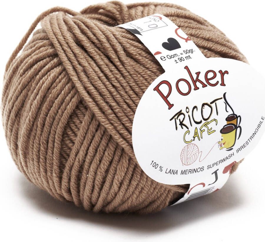 Tricot Cafè Tricot Café Poker pure merino wol garen ideaal voor naaldwerk haakwol zeer zacht hoge kwaliteit niet krimpende strengen voor naald haaknaald:4.50 5.50 50gr Bruin 9905