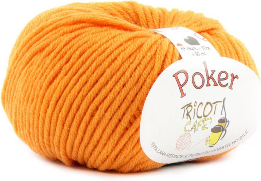 Tricot Cafè Tricot Café Poker pure merino wol garen ideaal voor naaldwerk haakwol zeer zacht hoge kwaliteit niet krimpend bolletje voor naald haaknaald:4.50 5.50 50gr Oranje 18