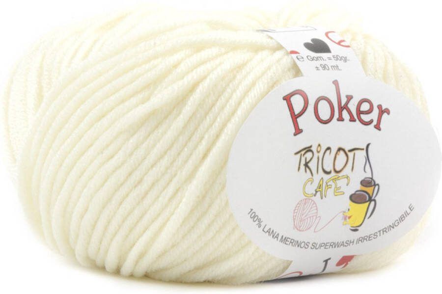 Tricot Cafè Tricot Café Poker pure merino wol garen ideaal voor naaldwerk haakwol zeer zacht hoge kwaliteit niet krimpende strengen voor naald haaknaalden:4 50 5 50 50gr crème 2