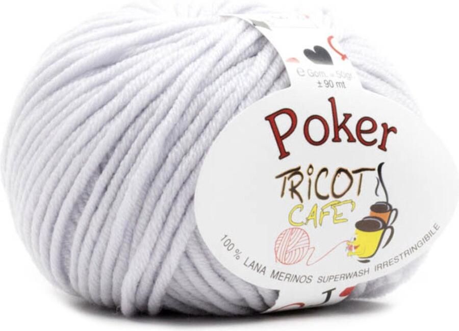 Tricot Cafè Tricot Café Poker pure merino wol garen ideaal voor naaldwerk haakwol zeer zacht hoge kwaliteit niet krimpend bolletje voor naald haaknaald:4.50 5.50 50gr parelgrijs 6 610