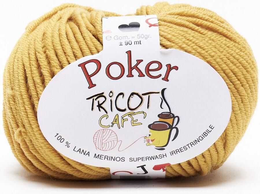 Tricot Cafè Tricot Café Poker pure merino wol garen ideaal voor naaldwerk haakwol zeer zacht hoge kwaliteit niet krimpende bal voor naald haaknaalden:4 50 5 50 50gr mosterd 2066