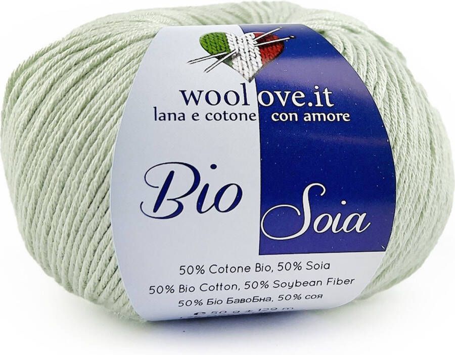 Tricot Cafè Woolove biologische soja garen gemaakt van katoen en soja zeer zacht ademend en glanzend natuurlijke plantaardige vezels ideaal voor ijzer haakwerk: 3 00 3 50 Licht groen 500 50 gr