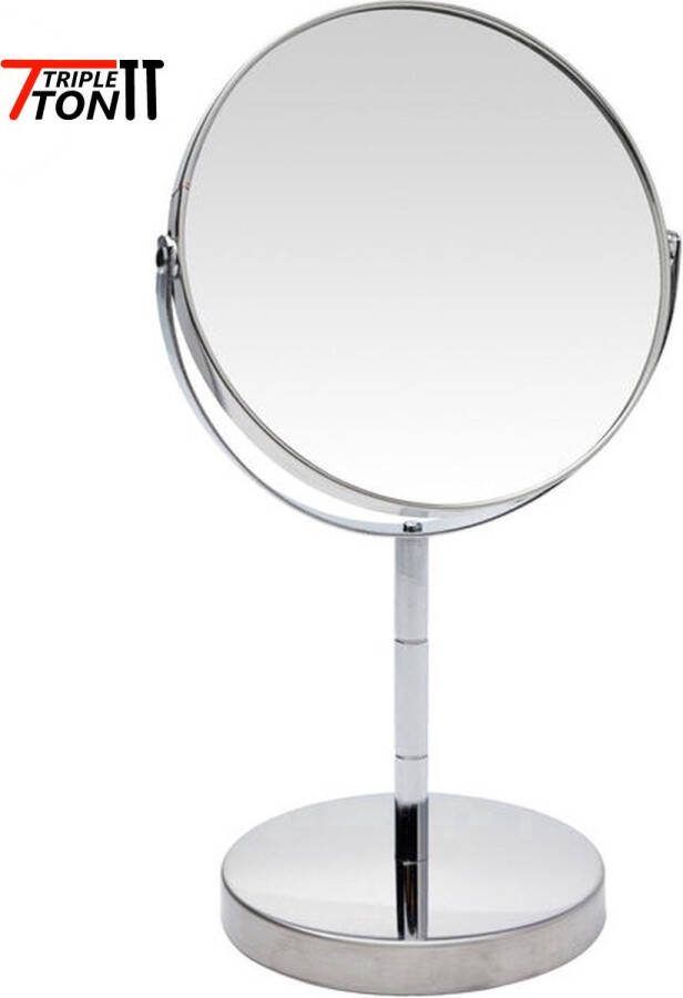 Tripleton Make Up Spiegel Metalen Ronde Spiegel Dubbelzijdig 2x Vergrootspiegel Scheerspiegel Ø14cm