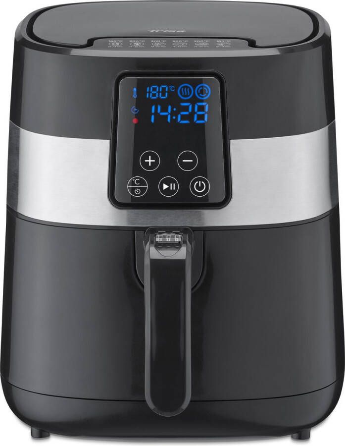 Trisa Tasty Fry 3L Airfryer & Hete Lucht Friteuse 1300W Multicooker Gezond Frituren met Minder Vet Touchscreen Display Zwart