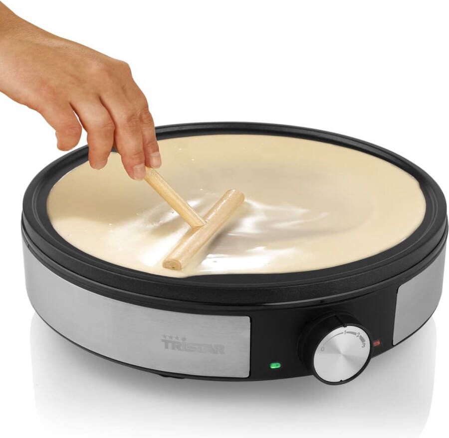 Tristar Crêpemaker BP-2638 Pannenkoekenmaker 30 centimeter Regelbare Thermostaat Inclusief accessoires RVS