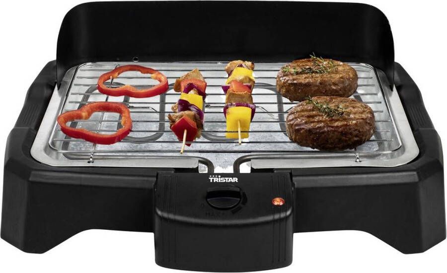 Tristar BQ-2824 Elektrische Tafelbarbecue Grilloppervlak (LxB) 34x23 cm Met Vetcollector 2000W Zwart