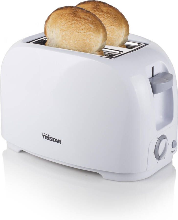 Tristar Broodrooster BR-1013 – 2 Sleuven – 6 Standen en Kruimellade Voor 2 boterhammen Toaster Wit