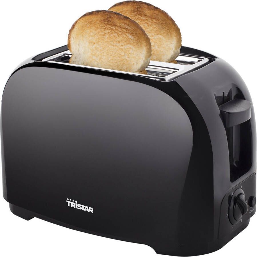 Tristar Broodrooster BR-1025 – 2 Sleuven – 6 Standen en Kruimellade Voor 2 boterhammen Toaster Zwart