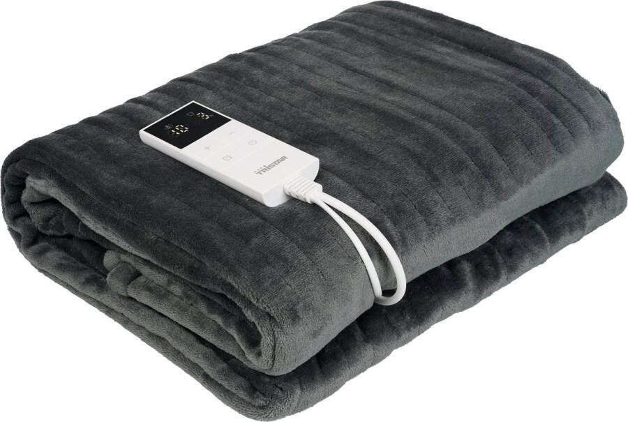 Tristar BW-4780 Elektrische Deken Fleece 10 Warmte-instellingen Microcontroller Timerfunctie Oververhittingsbeveiliging Wasmachinebestendig 160 x 130 cm Grijs