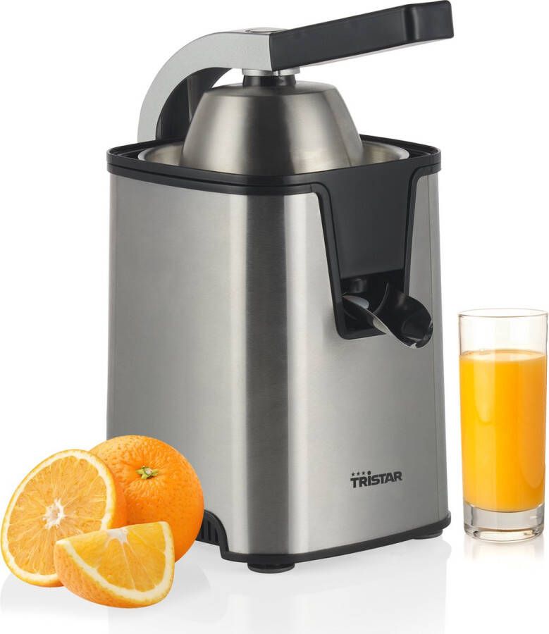 Tristar Citruspers CP-3009 Elektrisch 350W Sinaasappelpers met Pershendel inclusief 2 pulpfilters & 2 perskegels RVS