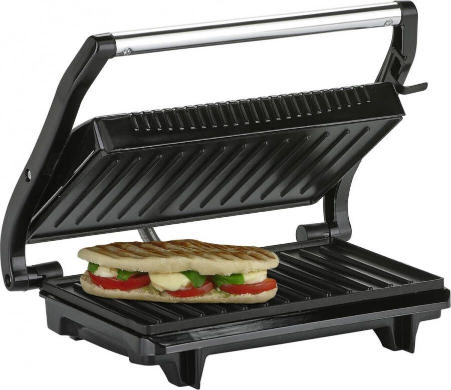 Tristar Contactgrill GR-2846 Panini Grill en Tosti-ijzer Anti-aanbaklaag Zwevend deksel 700W RVS Zwart