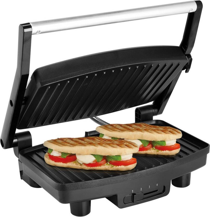 Tristar Contactgrill GR-2856 – Panini Grill met Antiaanbaklaag – Cool Touch Handvat Zwart RVS