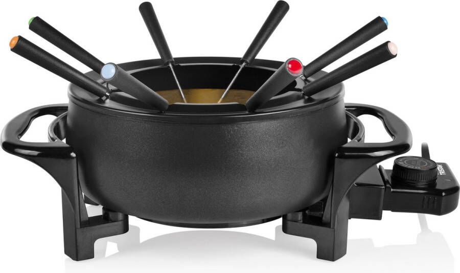 Tristar Fonduepan FO-1107 – Fondueset Elektrisch Voor 8 personen Fondue Zwart Geschikt voor kaas olie chocolade en bouillon Zwart