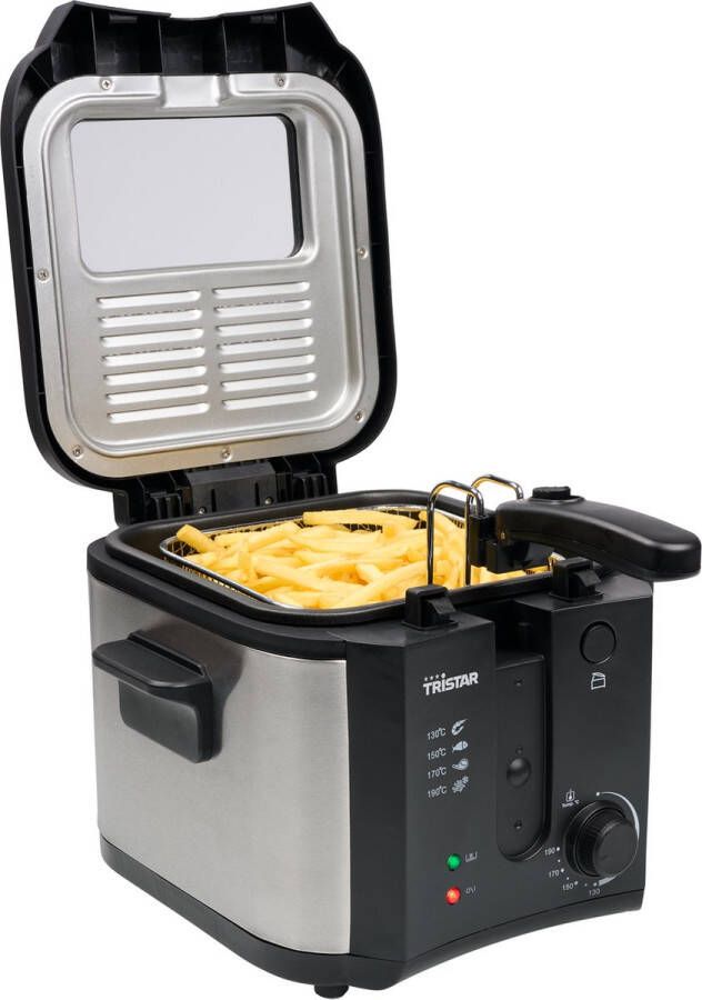 Tristar Friteuse FR-6878 2 5 liter 1600W Inklapbaar handvat RVS Zwart