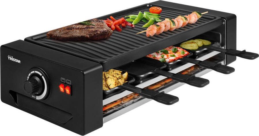 Tristar Gourmetstel en Pizzaoven RA-2736 Gourmet- en Pizzaset 8 personen Met extra hittebron Gourmetstel met unieke pizzastand Gourmet bakplaat en pizzamaker Zwart