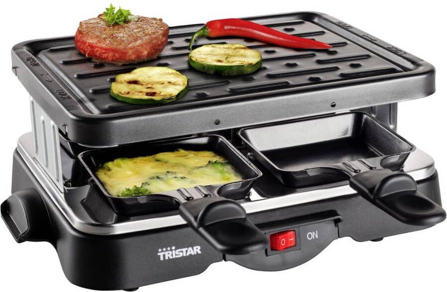 Tristar Gourmetstel RA-2949 Gourmetset Raclette 4 personen Geschikt voor gebruik op de camping Zwart