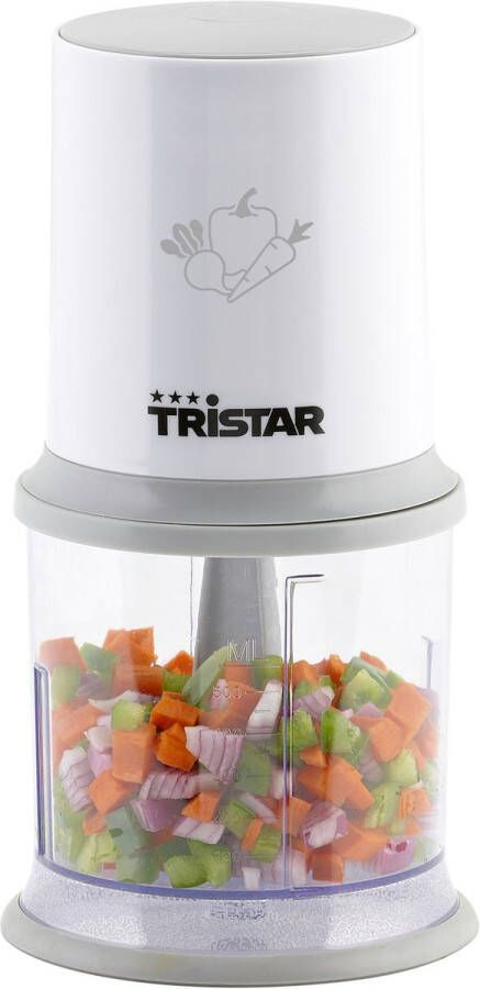 Tristar Hakmolen BL-4020 Chopper 500 ml RVS Hakmes Voor hakken en mixen Vaatwasmachinebestendige onderdelen Wit