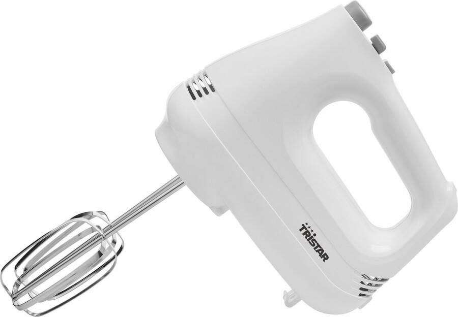 Tristar MX-4202 Handmixer Mixer met rvs deeghaken en rvs gardes 6 snelheidsinstellingen en turbofunctie 200 Watt Wit