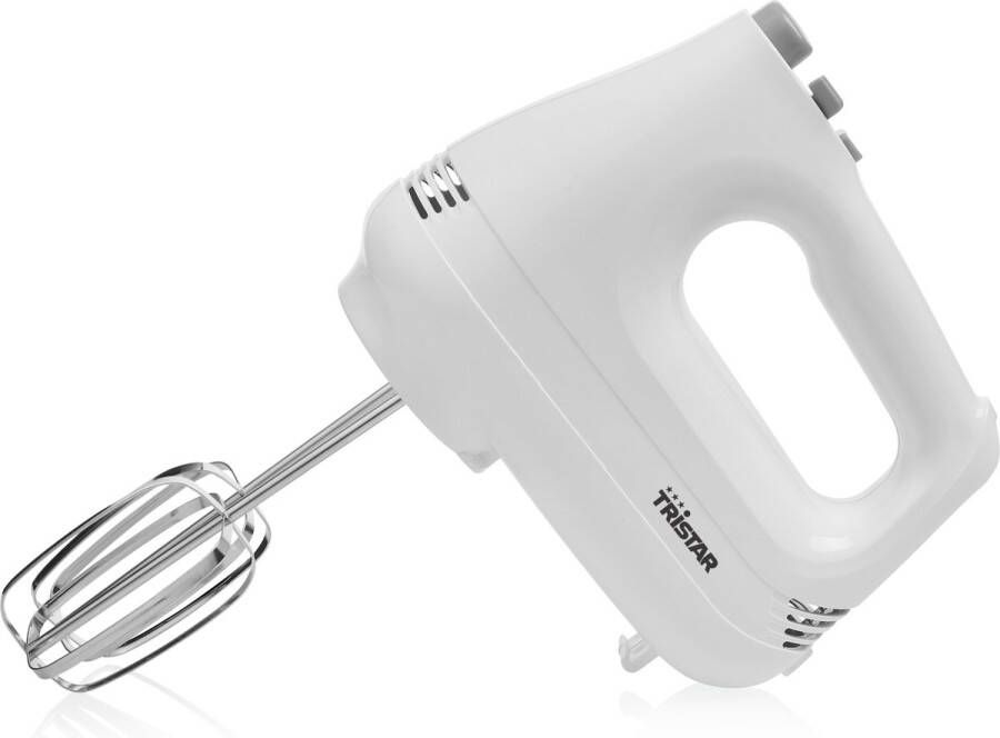 Tristar MX-4202 Handmixer Mixer met rvs deeghaken en rvs gardes 6 snelheidsinstellingen en turbofunctie 200 Watt Wit