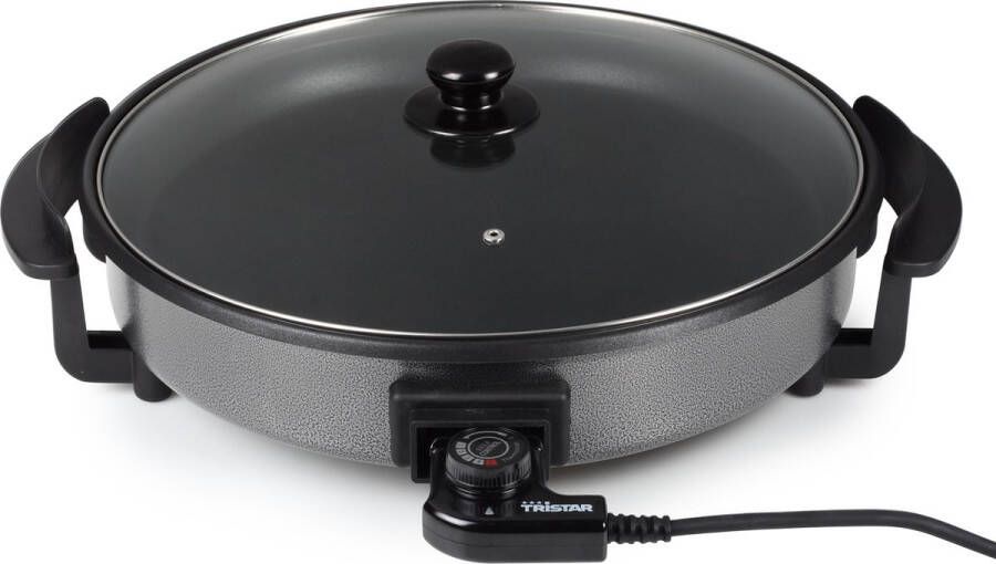 Tristar Hapjespan PZ-2964 Elektrische Hapjespan met Deksel 40 cm Snackpan XXL Anti-aanbaklaag en Regelbare Thermostaat Maximale temperatuur 280⁰ C Zwart