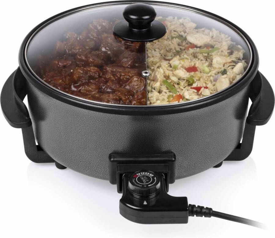 Tristar Hapjespan PZ-9135 Elektrische Hapjespan met Deksel 30 cm Snackpan XL Anti-aanbaklaag en Regelbare Thermostaat Maximaal 250 ⁰C Zwart