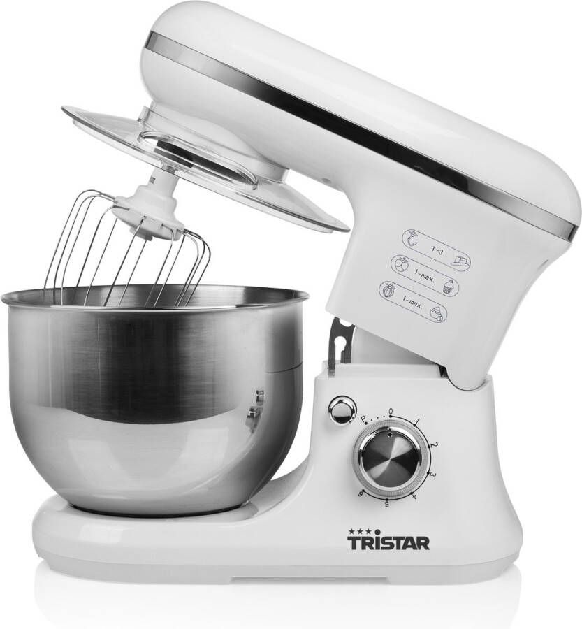 Tristar Keukenmachine MX-4817 Keukenmixer Inclusief 3 deeghaken Vaatwasbestendig 1200 watt Wit