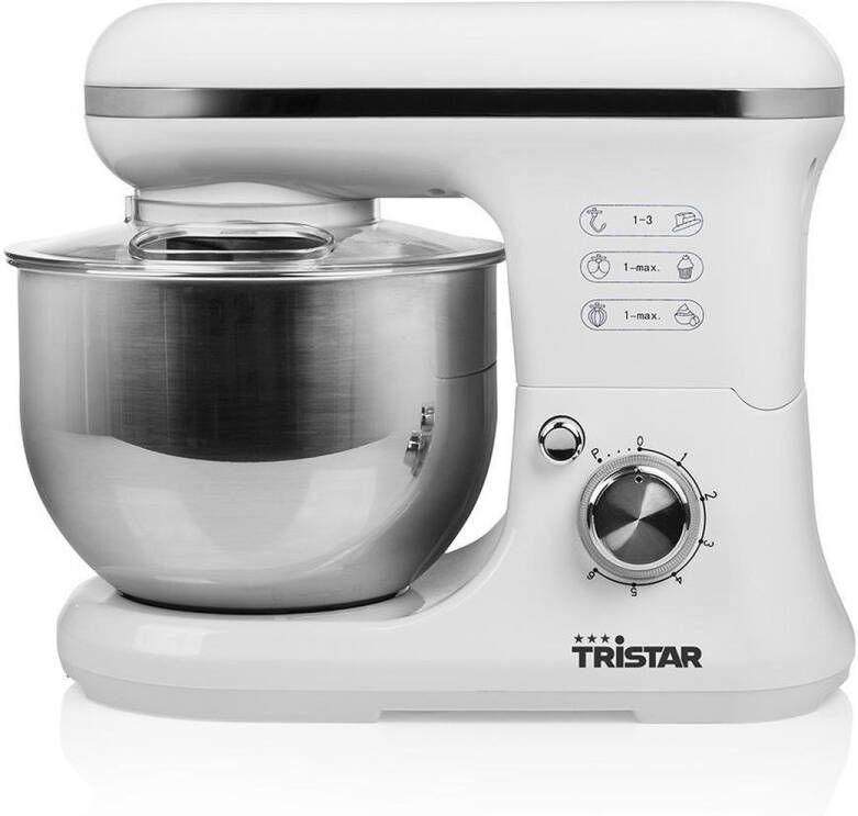 Tristar Keukenmachine MX-4817 Keukenmixer Inclusief 3 deeghaken Vaatwasbestendig 1200 watt Wit