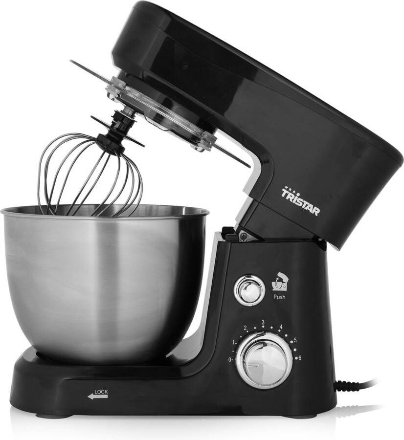 Tristar Keukenmachine MX-4830 Keukenmixer 3.5 Liter Inclusief 3 deeghaken voor kloppen kneden en mixen Zwart