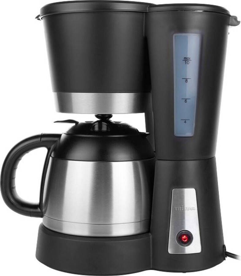 Tristar Koffiezetapparaat CM-1234 Filter-koffiezetapparaat met dubbelwandige kan Geschikt voor camping gebruik Isoleerkan van 1 liter 8 kopjes Koffieapparaat voor filterkoffie Verwijderbare koffiefilter Zwart RVS
