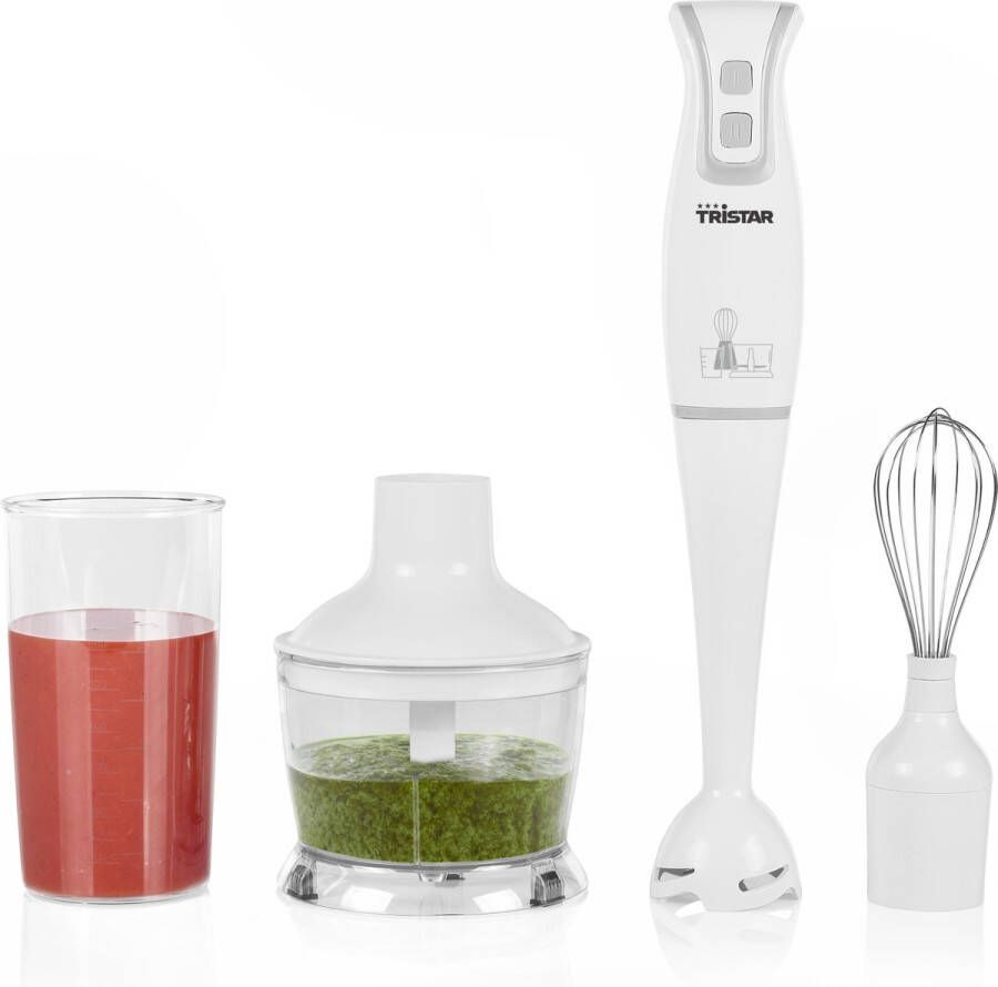 Tristar MX-4801 Staafmixer Set Voor blenden hakken en kloppen Vaatwasserbestendig Wit