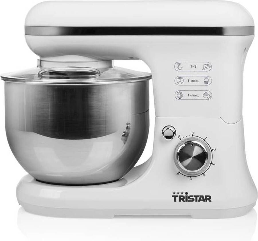 Tristar Keukenmachine MX-4817 Keukenmixer Inclusief 3 deeghaken Vaatwasbestendig 1200 watt Wit