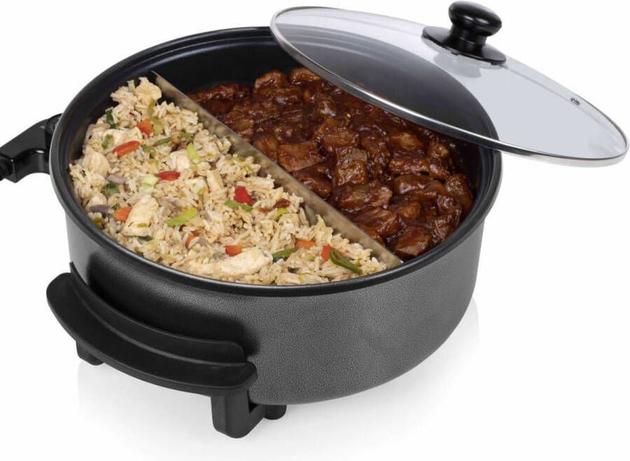 Tristar Hapjespan PZ-9135 – Elektrische Hapjespan met Deksel 30 cm – Snackpan XL Anti-aanbaklaag en Regelbare Thermostaat – Maximaal 250 ⁰C- Zwart