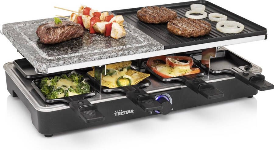 Tristar RA-2723 Raclette – 4-in-1 Gourmetstel – 8 Personen Met Steengrill