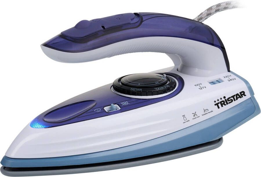 Tristar ST-8152 Reisstrijkijzer Stoomstrijkijzer Travel – 1000 Watt – Inklapbaar Blauw Wit