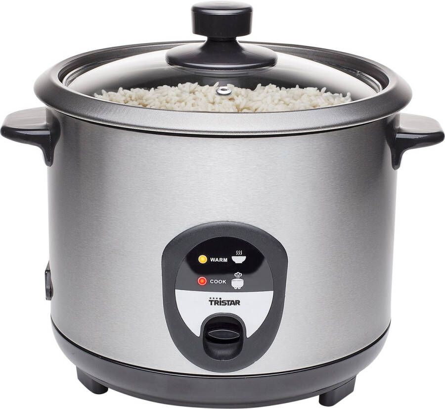 Tristar Rijstkoker RK-6127 8 personen 1 5 Liter Inclusief gratis lepel maatbeker en spatel Droogkookbeveiliging Warmhoudfunctie Anti-aanbaklaag Vaatwasserbestendige onderdelen RVS