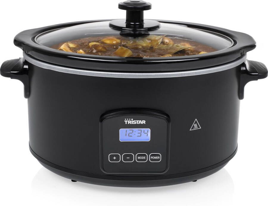 Tristar Slowcooker VS-3920 4.5 liter Digitale Slowcooker Met uitneembare keramische binnenpan Warmhoudfunctie Zwart