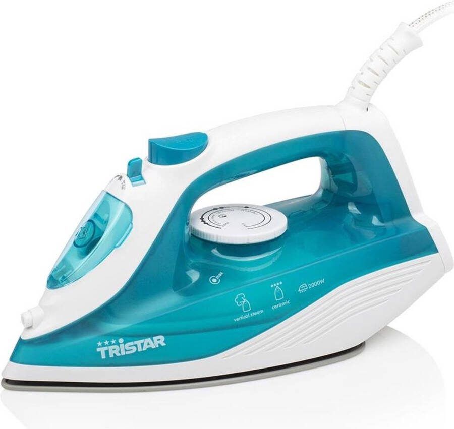 Tristar ST-8300 Strijkijzer Lichtgewicht Stoomstrijkijzer 2000 Watt Keramische strijkzool Blauw Wit