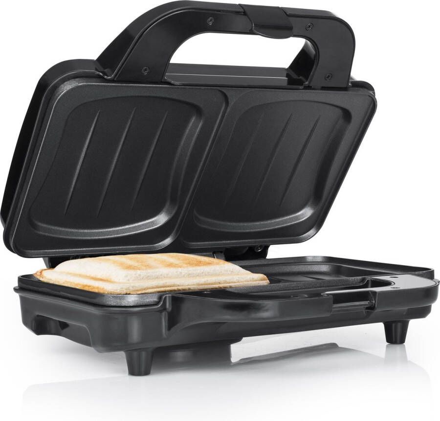 Tristar Tosti apparaat SA-3060 Tosti ijzer met anti-aanbaklaag Tosti maker met schelpvorm 900W Zwart RVS
